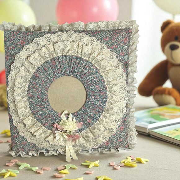 Vtg Padded Fabric Binder Photo Album Scrapbook Floral Lace Cottagecore 13x13 - Picture 1 of 10